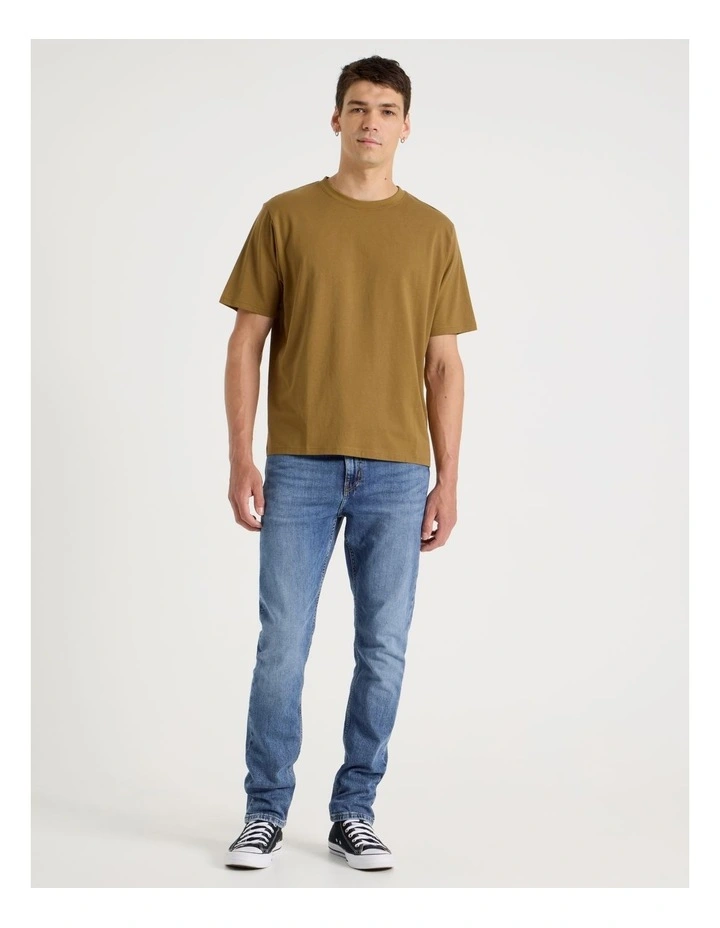 Boxy Crew Neck T-Shirt in Gold image 2