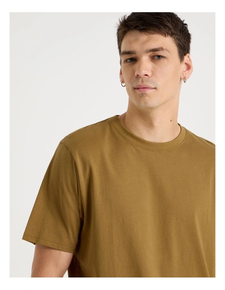 Boxy Crew Neck T-Shirt in Gold image 4