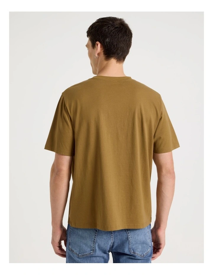 Boxy Crew Neck T-Shirt in Gold image 5