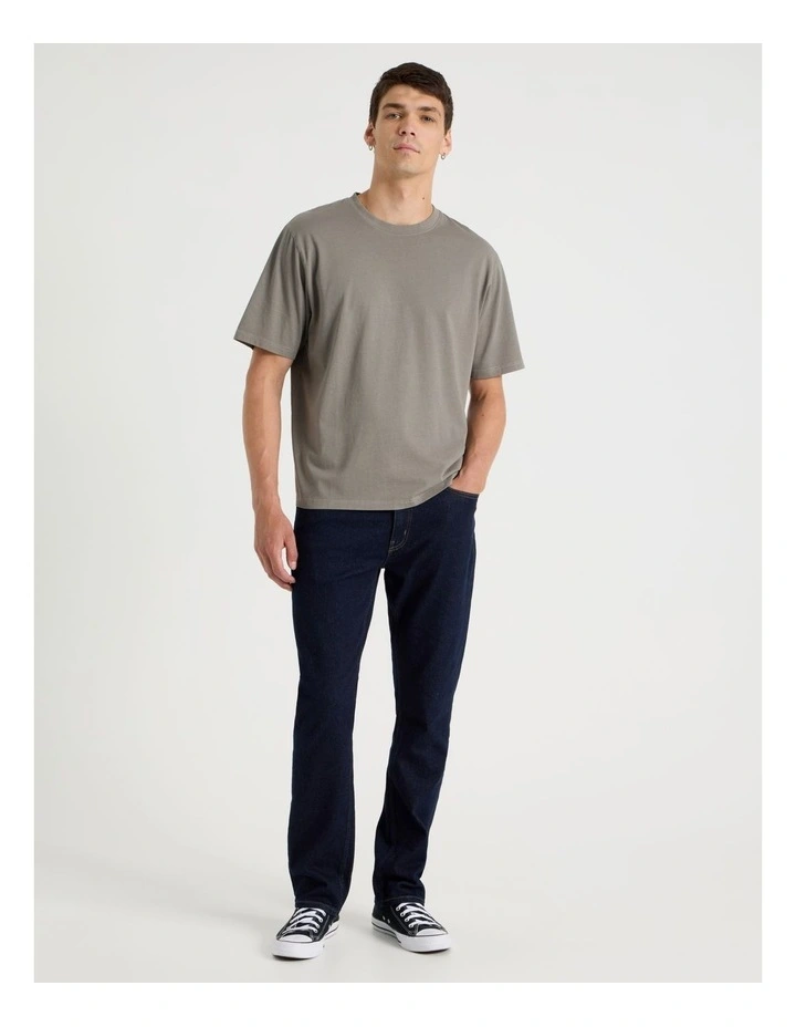 Garment Dye Boxy Crew Neck T-Shirt in Stone image 2