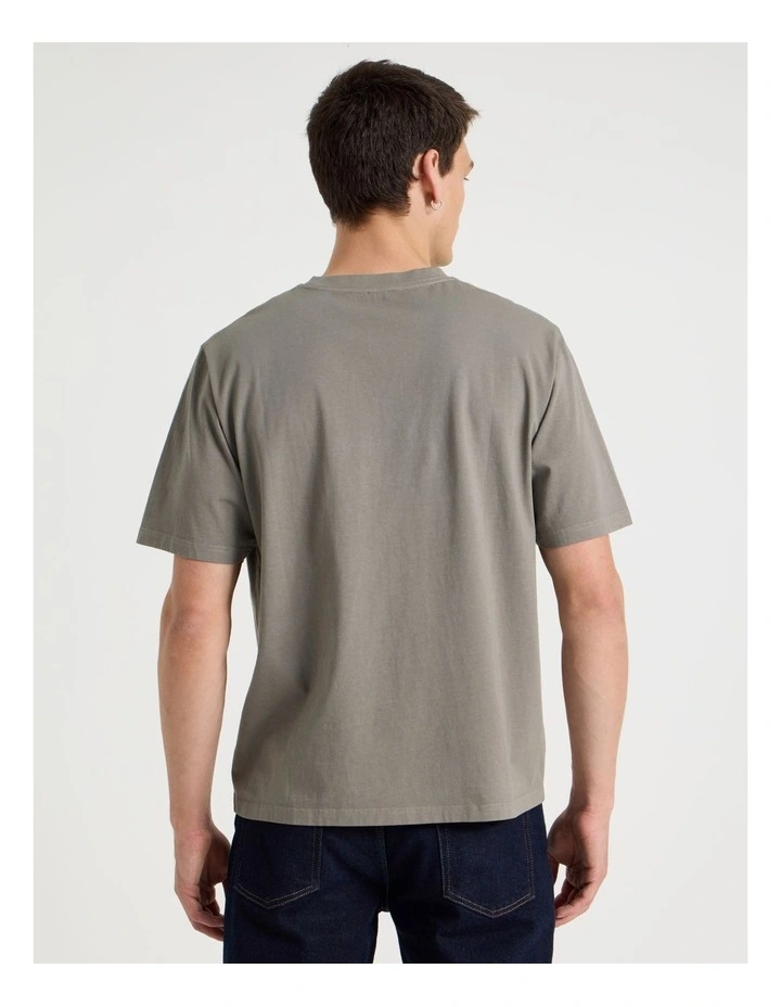Garment Dye Boxy Crew Neck T-Shirt in Stone image 5