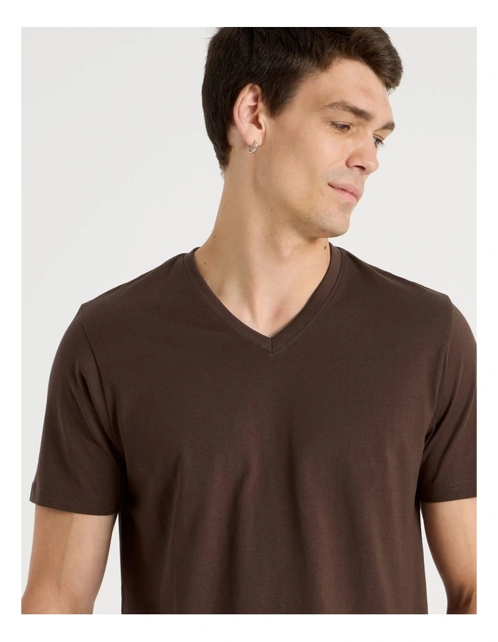 V-Neck T-Shirt in Brown image 2