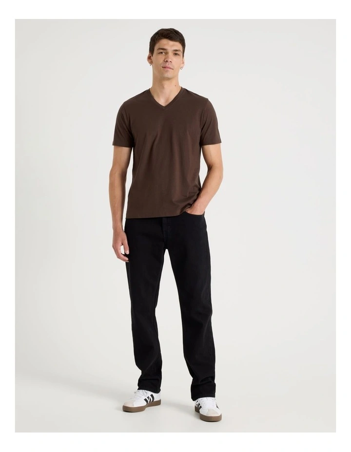 V-Neck T-Shirt in Brown image 3