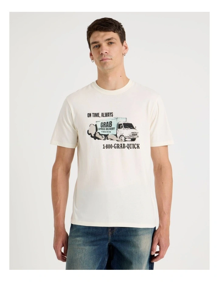 Regular Graphic T-Shirt Short Sleeve in Ecru image 1