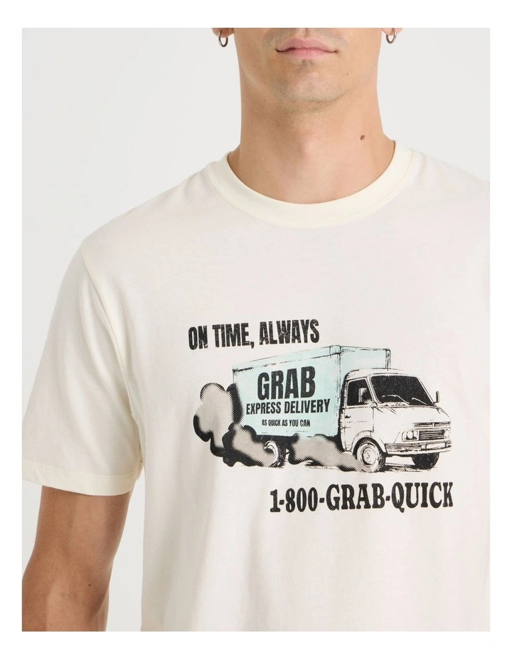Regular Graphic T-Shirt Short Sleeve in Ecru image 3