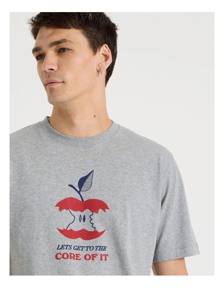 Boxy Graphic T-Shirt Short Sleeve in Grey Marle image 2