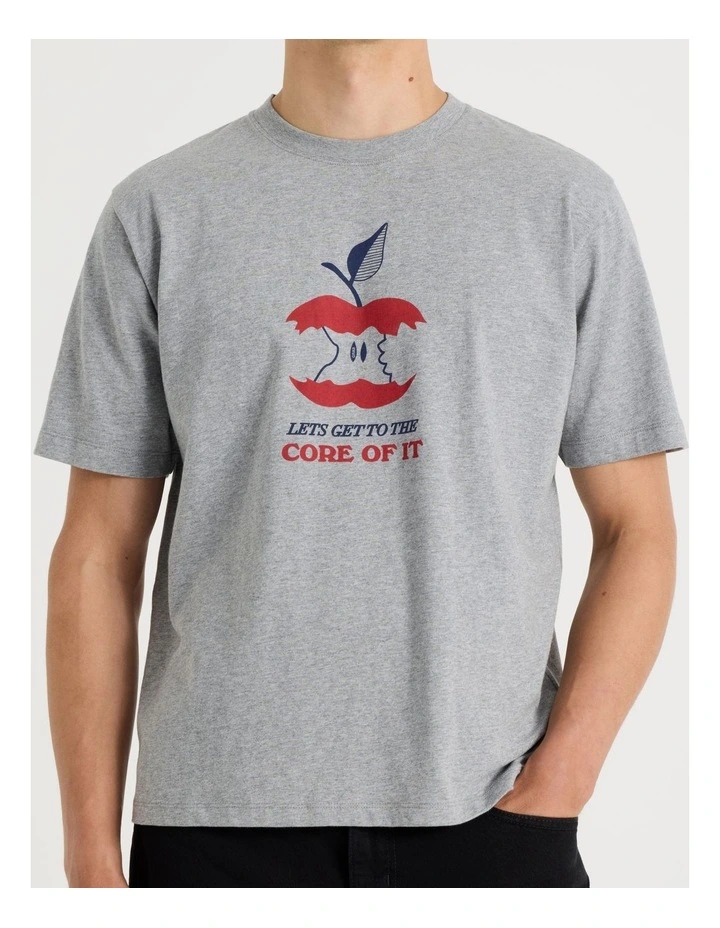 Boxy Graphic T-Shirt Short Sleeve in Grey Marle image 4