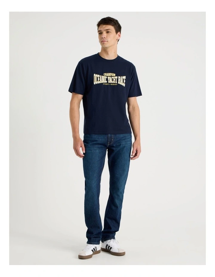 Boxy Graphic T-Shirt Short Sleeve in Navy image 2