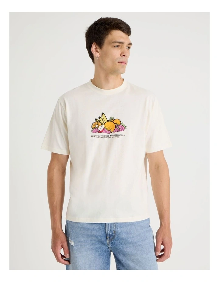 Boxy Graphic T-Shirt Short Sleeve in Ecru image 1