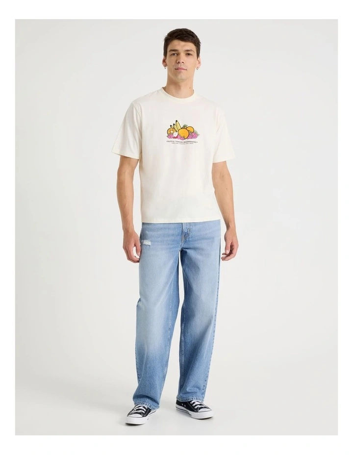 Boxy Graphic T-Shirt Short Sleeve in Ecru image 2