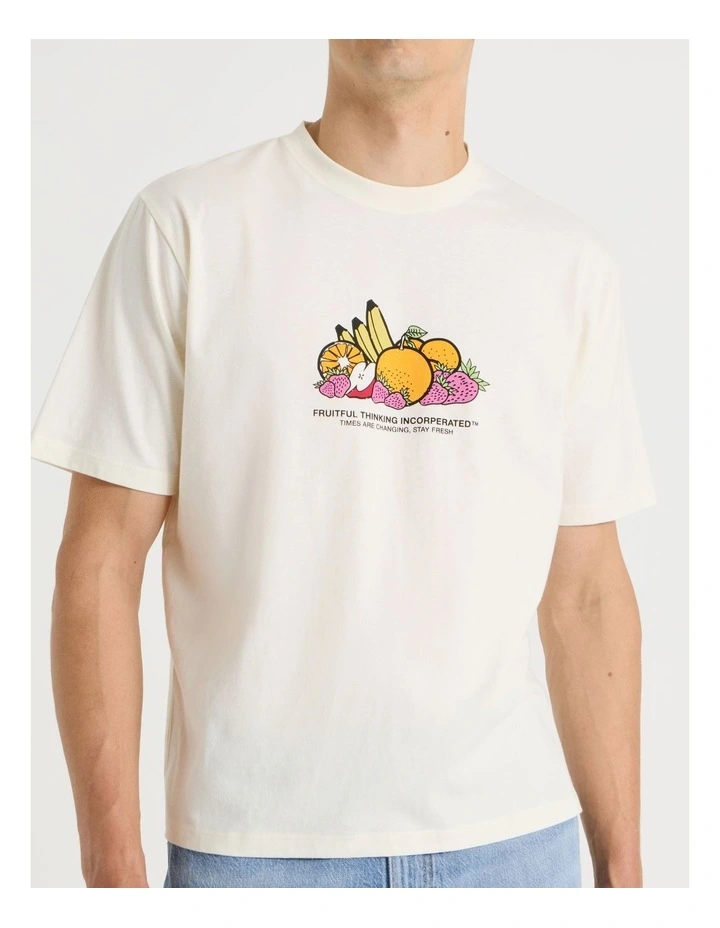 Boxy Graphic T-Shirt Short Sleeve in Ecru image 3