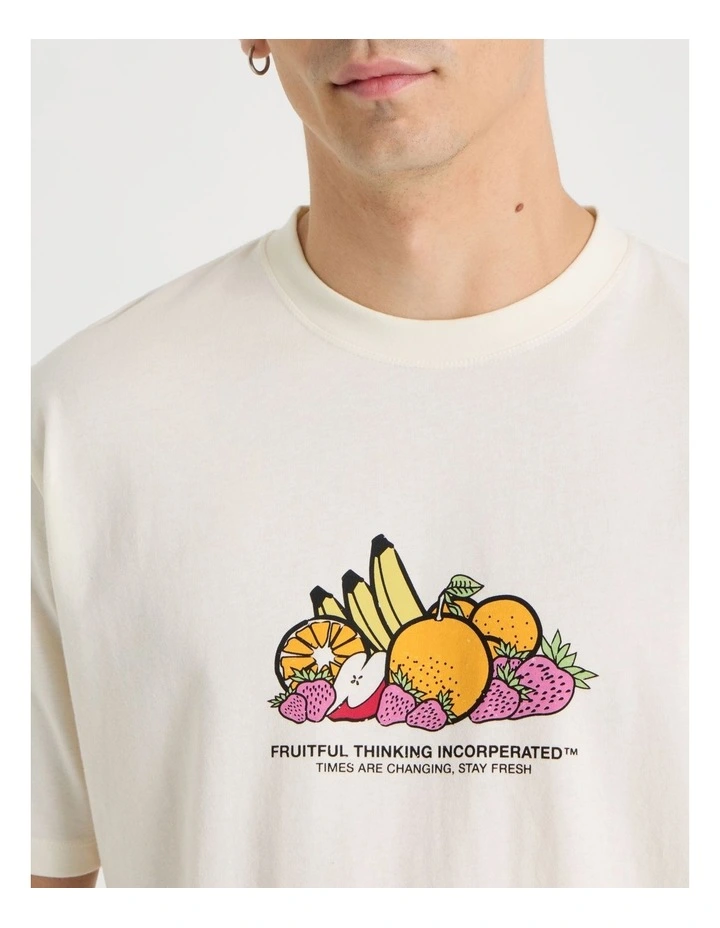 Boxy Graphic T-Shirt Short Sleeve in Ecru image 4