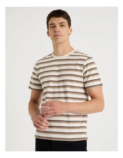 Crew Neck Stripe T-Shirt in Ecru