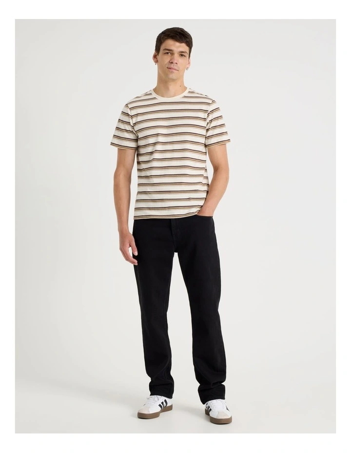 Crew Neck Stripe T-Shirt in Ecru image 2