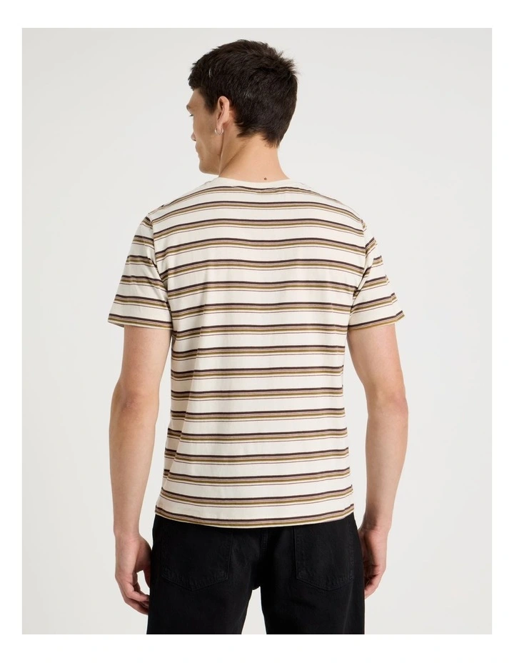 Crew Neck Stripe T-Shirt in Ecru image 5