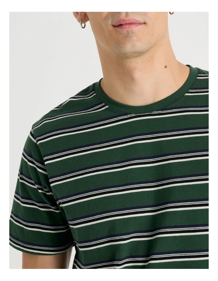 Crew Neck Stripe T-Shirt in Ecru image 3