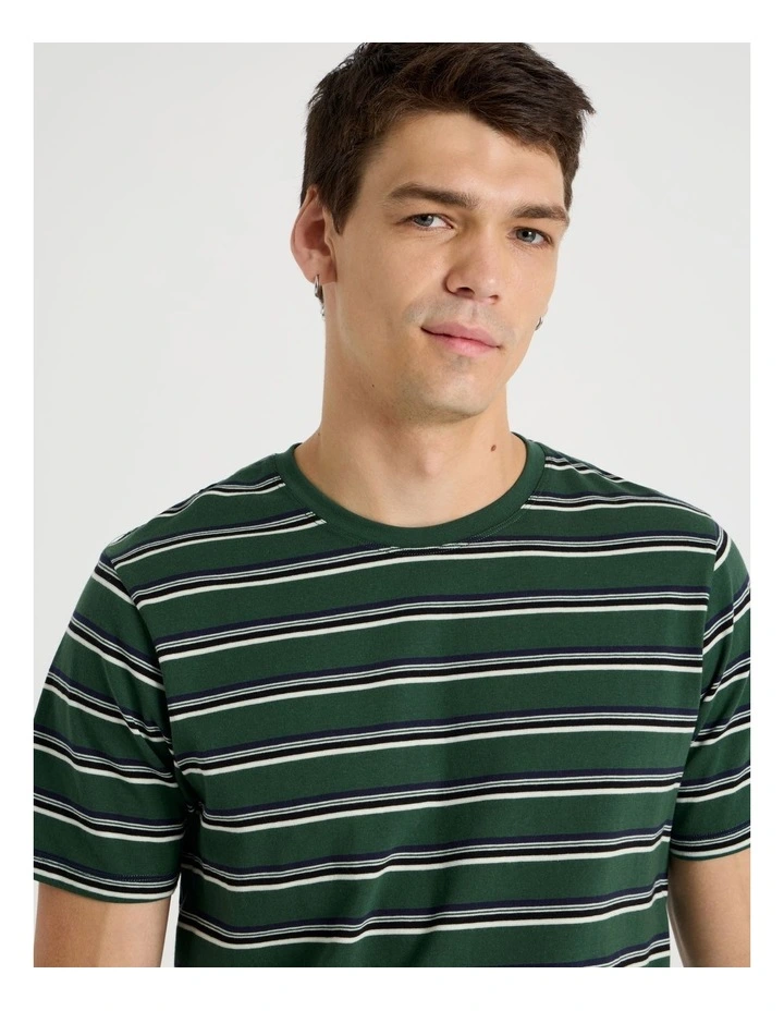 Crew Neck Stripe T-Shirt in Ecru image 4