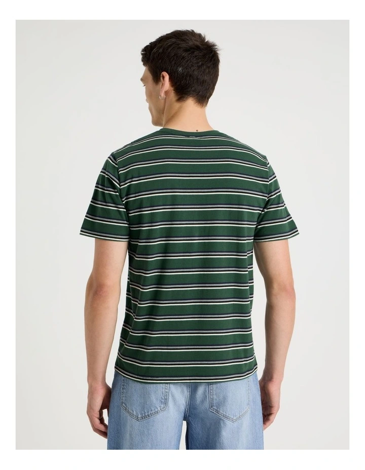 Crew Neck Stripe T-Shirt in Ecru image 5