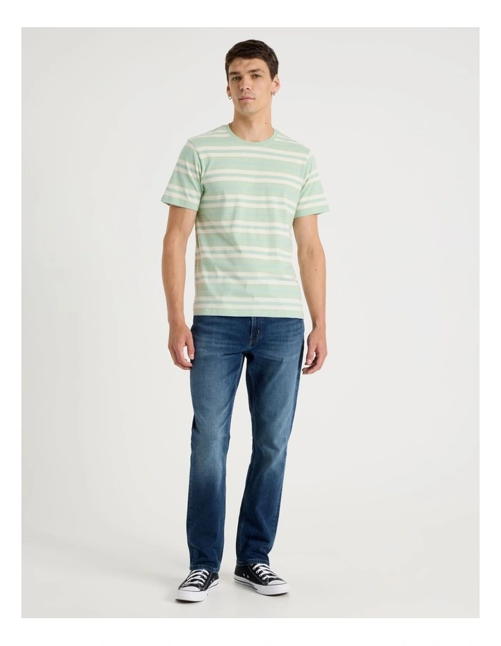 Crew Neck Stripe T-Shirt in Sage image 2