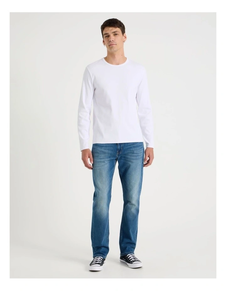 Long Sleeve Rib T-Shirt in White image 3