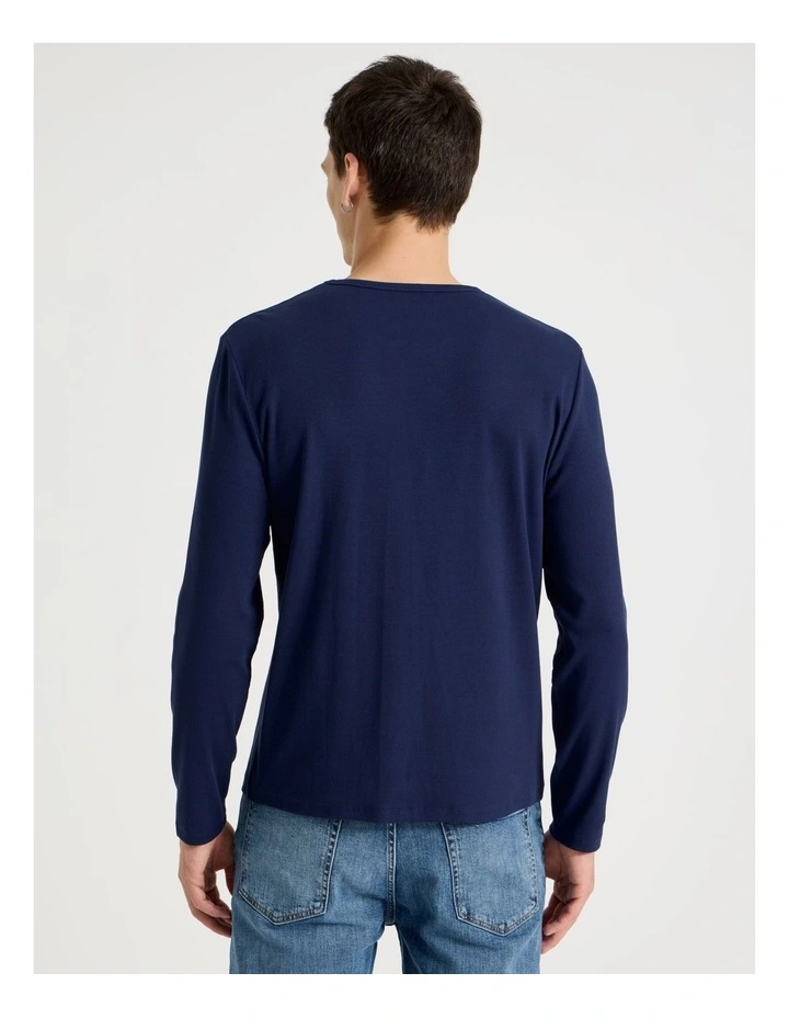 Long Sleeve Rib T-Shirt in Navy image 6