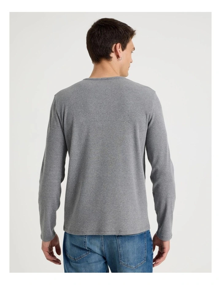 Long Sleeve Rib T-Shirt in Charcoal image 4