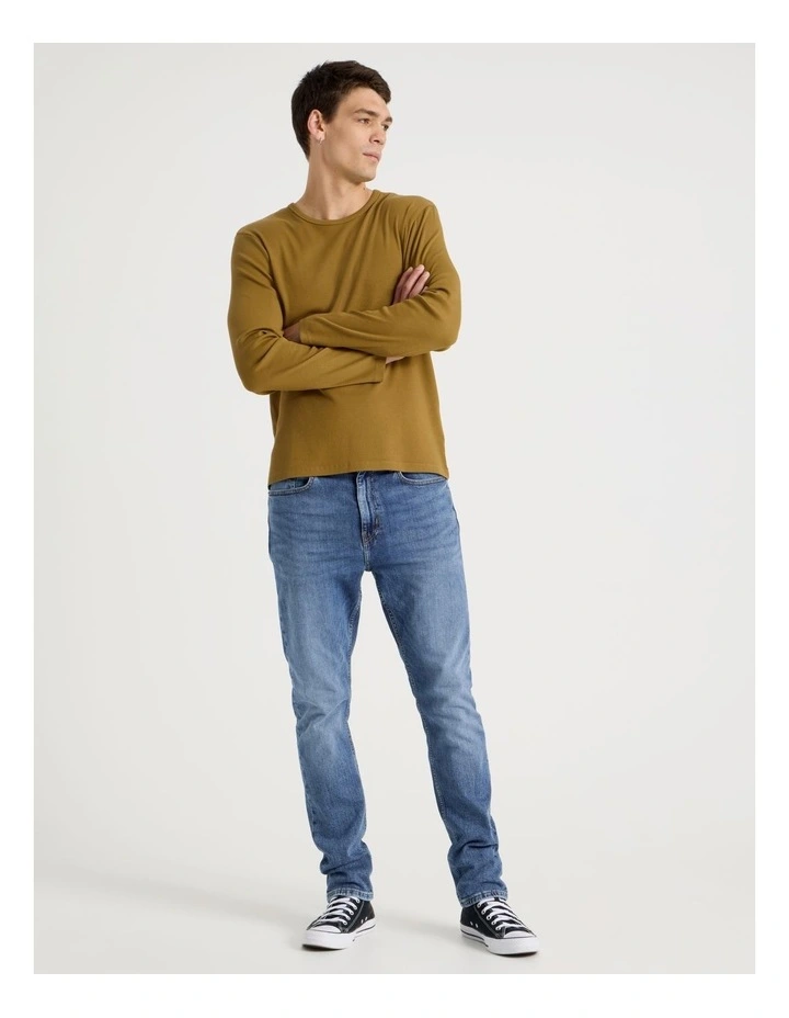 Garment Dye Long Sleeve Rib T-Shirt in Gold image 2