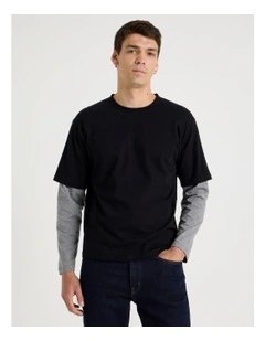 Double Sleeves T-Shirt in Black