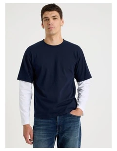 Double Sleeves T-Shirt in Navy