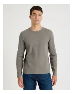 Long Sleeve Rib T-Shirt in Stone