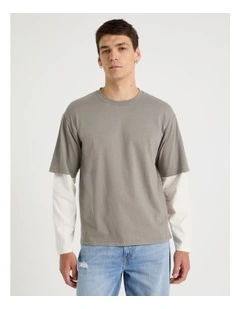 Double Sleeves T-Shirt in Stone