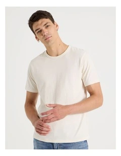 Crew Neck Slub T-Shirt in Ecru