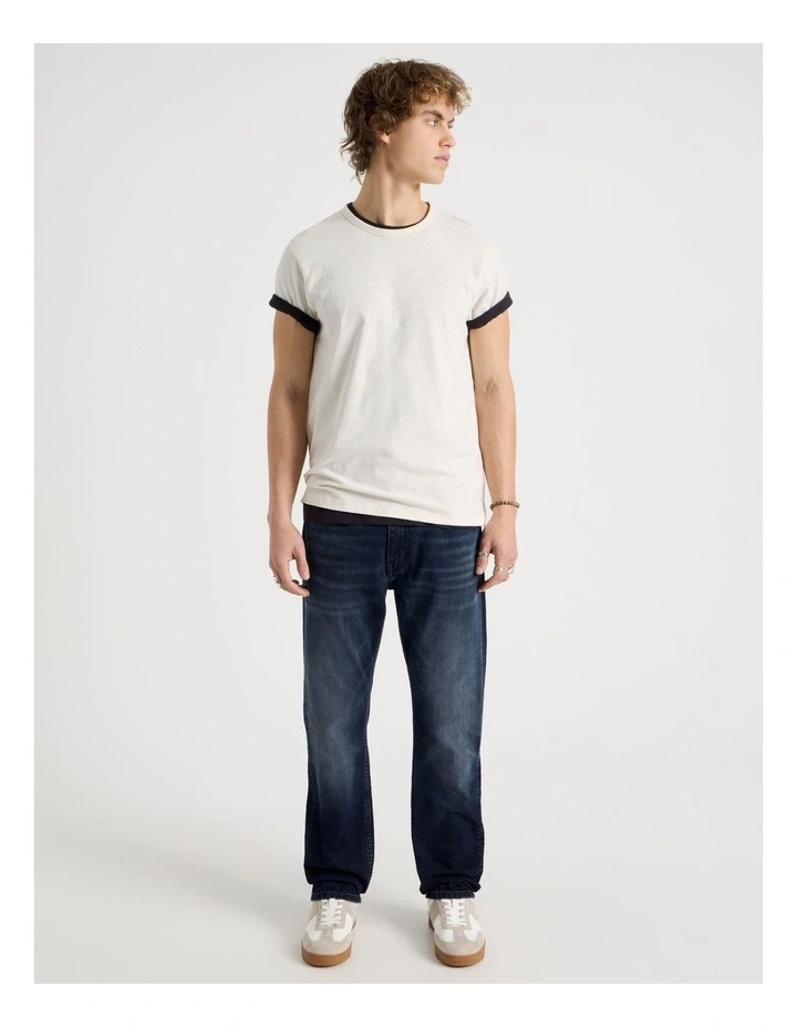 Regular Fit Crew Slub T-Shirt in Ecru image 3
