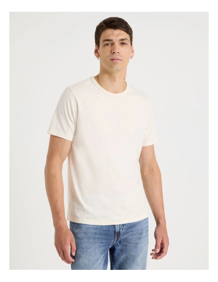 Crew Neck Slub T-Shirt in Ecru image 3
