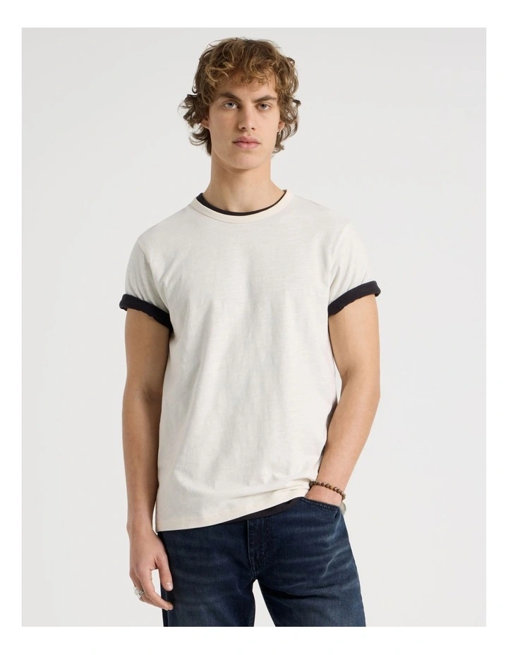 Regular Fit Crew Slub T-Shirt in Ecru image 4