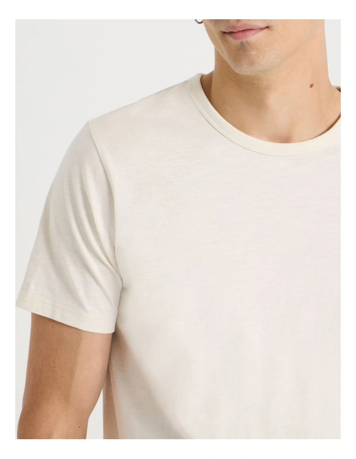 Crew Neck Slub T-Shirt in Ecru image 4