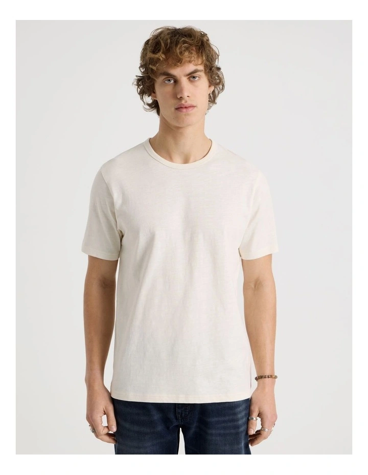 Regular Fit Crew Slub T-Shirt in Ecru image 5