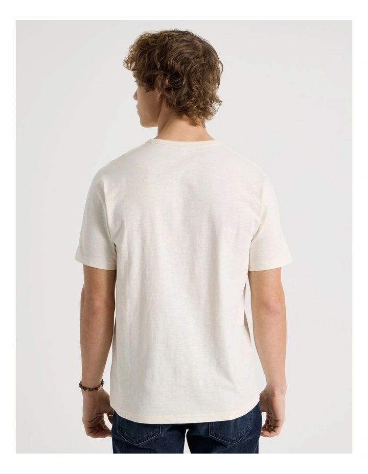 Regular Fit Crew Slub T-Shirt in Ecru image 6