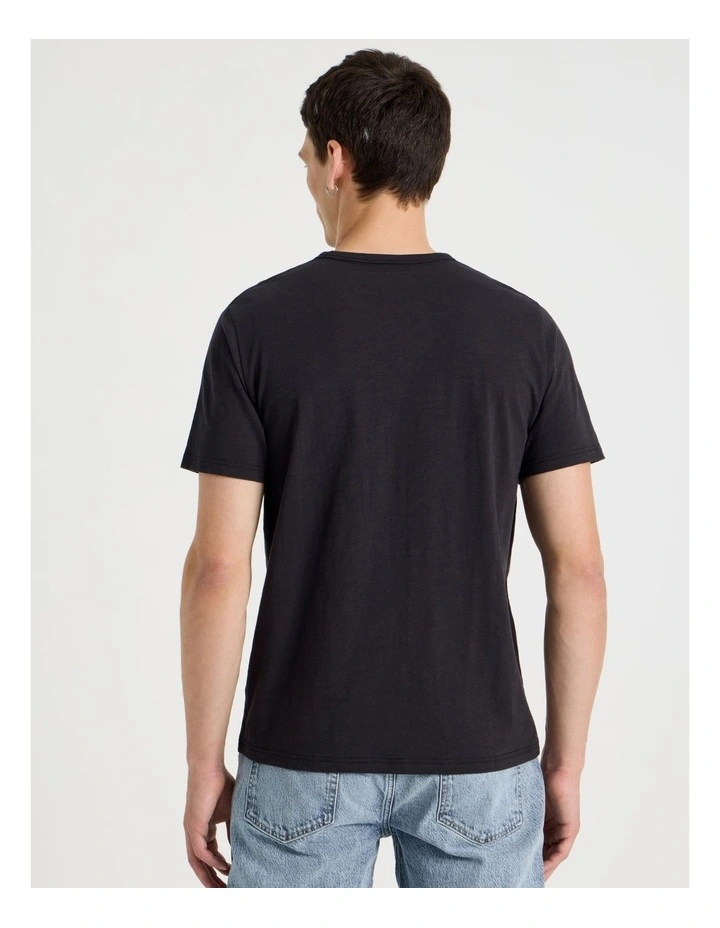 Crew Neck Slub T-Shirt in Black image 5