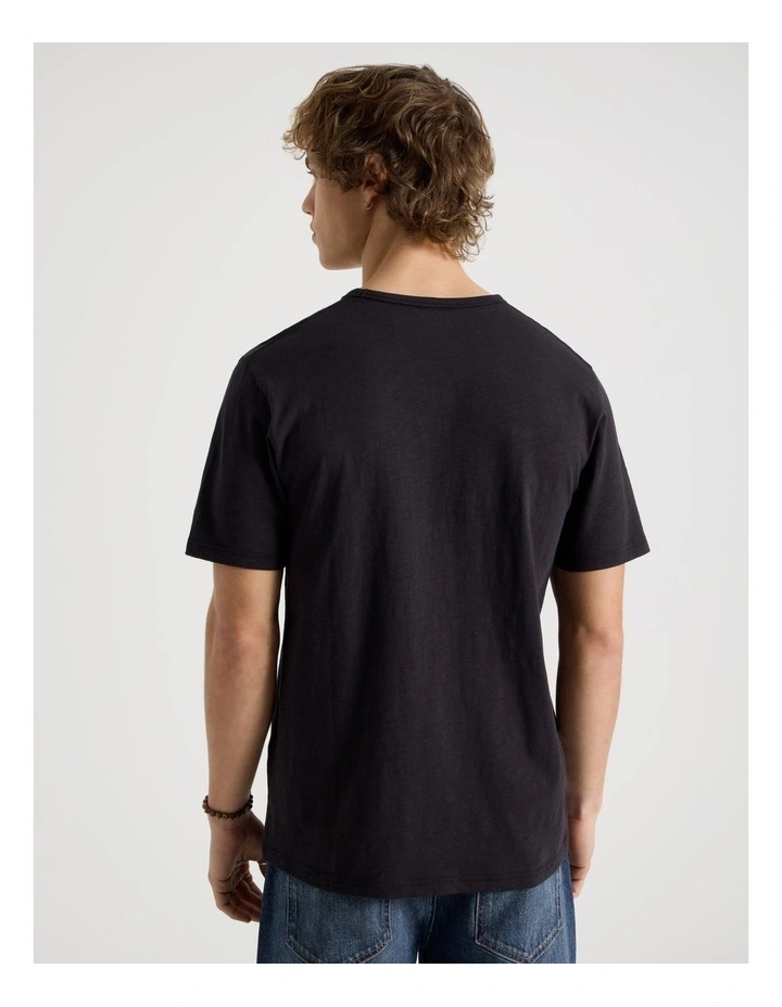 Regular Fit Crew Slub T-Shirt in Black image 6
