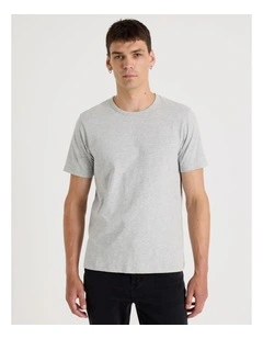 Crew Neck Slub T-Shirt in Grey Marle