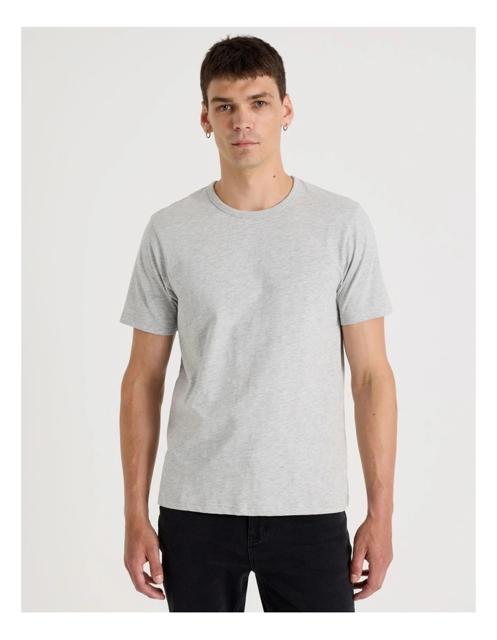 Crew Neck Slub T-Shirt in Grey Marle image 1