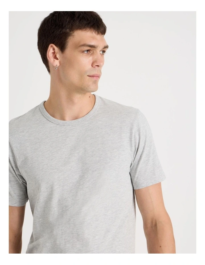 Crew Neck Slub T-Shirt in Grey Marle image 2