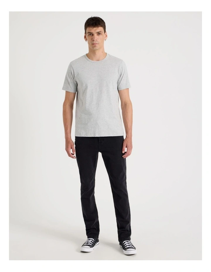 Crew Neck Slub T-Shirt in Grey Marle image 3
