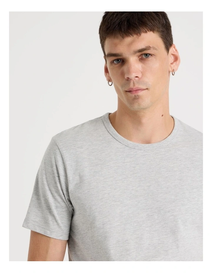 Crew Neck Slub T-Shirt in Grey Marle image 5