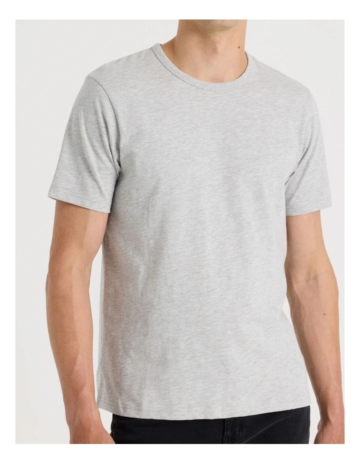 Crew Neck Slub T-Shirt in Grey Marle image 7