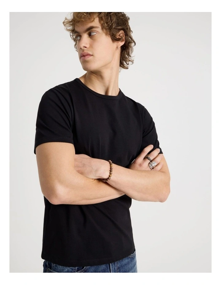 Slim Crew Neck T-Shirt in Black image 3