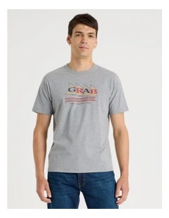 Regular Graphic T-Shirt Short Sleeve in Grey Marle