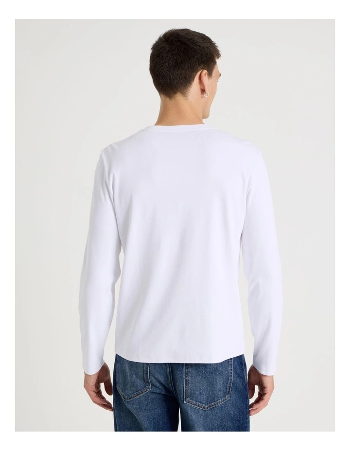 Regular Fit Henley Rib Knit in White image 6