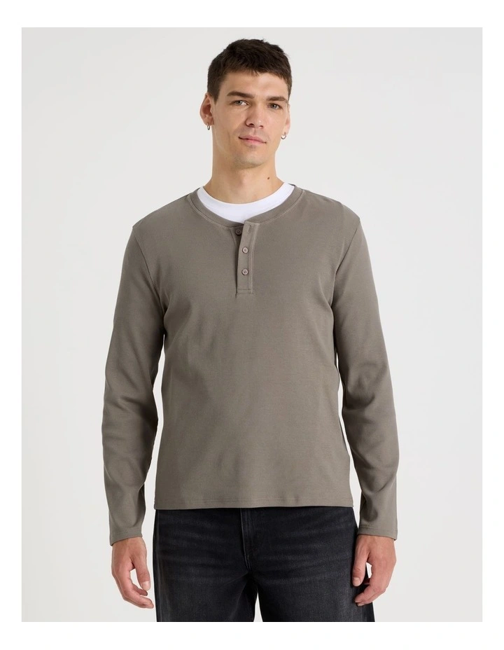 Henley Rib Knit in Stone image 1